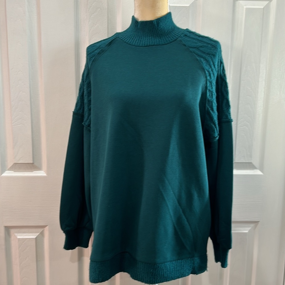 Time and Tru Women's Mixed Media Mock Neck Top Size L - Picture 5 of 13